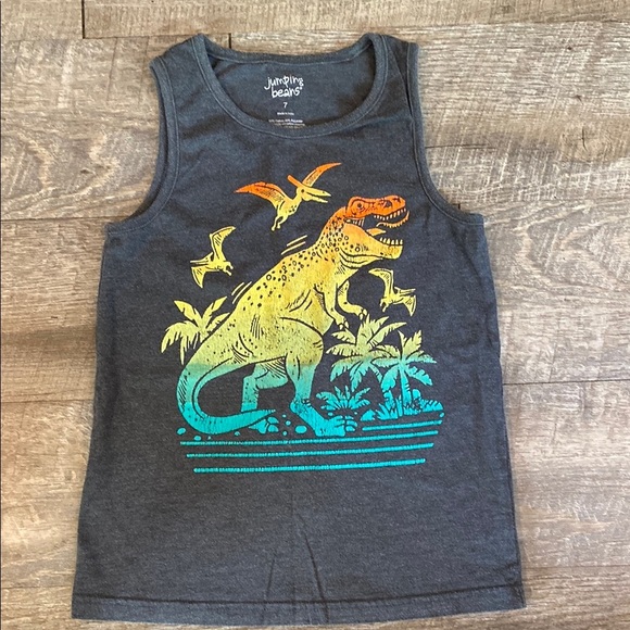 Jumping Beans Dark Heather Gray Dinosaur Tank Top - Picture 3 of 5